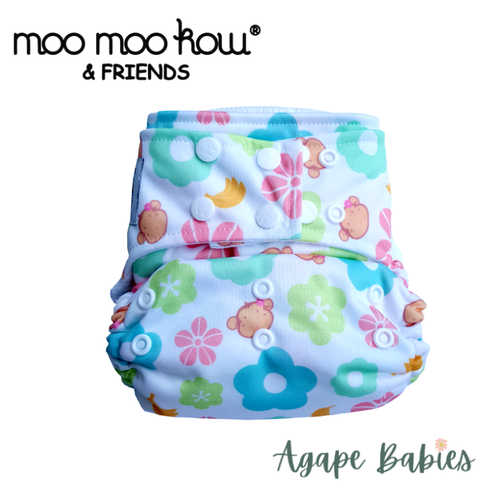 Moo Moo Kow One Size Pocket Diapers Snap - Mooky Flower