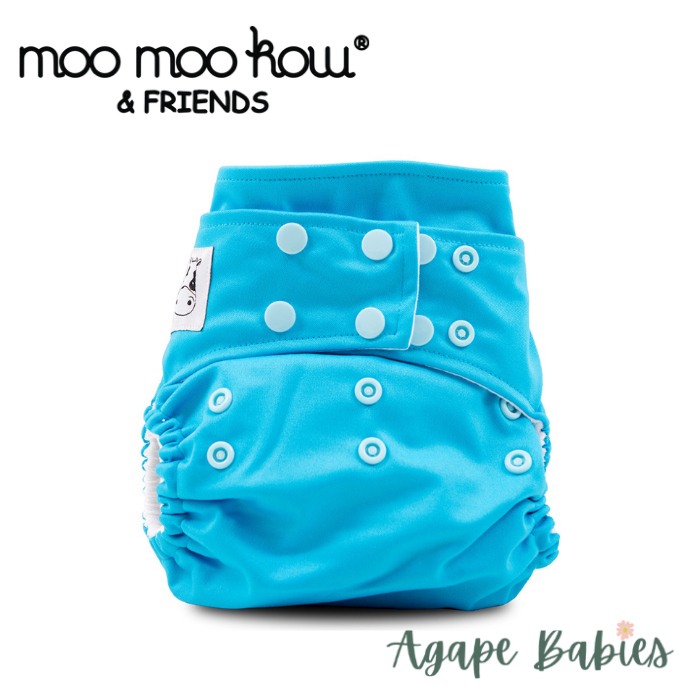 Moo Moo Kow One Size Pocket Diapers Snap - Ocean
