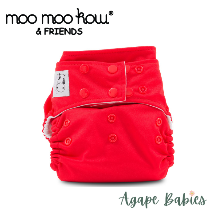 Moo Moo Kow One Size Pocket Diapers Snap - Red