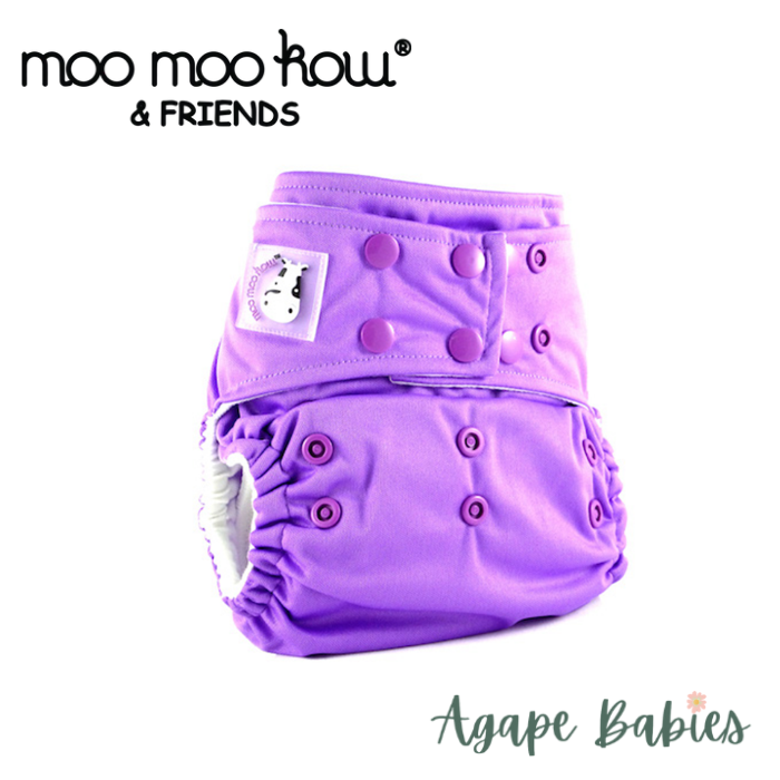 Moo Moo Kow One Size Pocket Diapers Snap - Violet