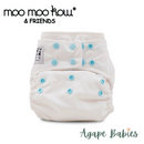 Moo Moo Kow One Size Pocket Diapers Snap - White Blue Snap