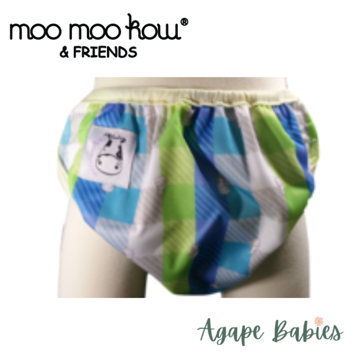 Moo Moo Kow One Size Swim Diaper - Checkers with Butter Border