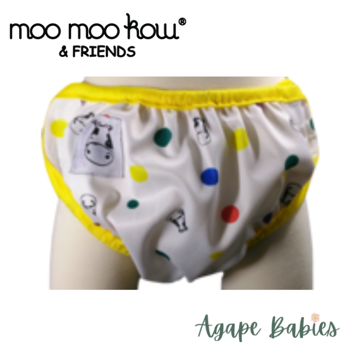 Moo Moo Kow One Size Swim Diaper - Dot Dot with Yellow Border