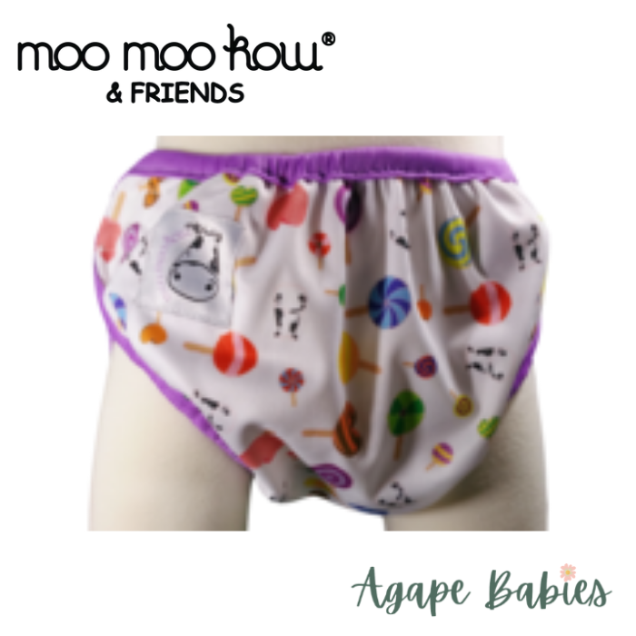 Moo Moo Kow One Size Swim Diaper - Lollipop with Purple Border
