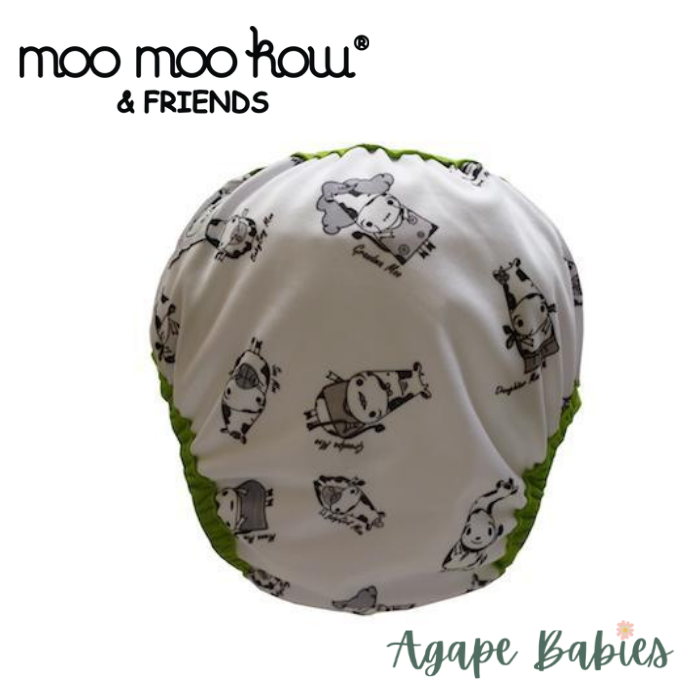 Moo Moo Kow One Size Swim Diaper - Moo Family with Green Border