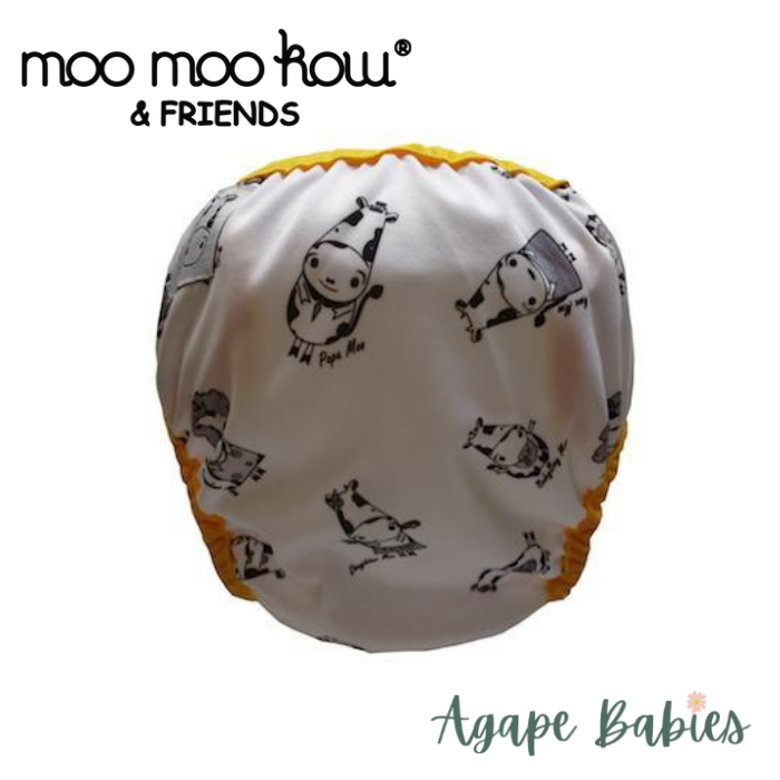 Moo Moo Kow One Size Swim Diaper - Moo Family with Yellow Border