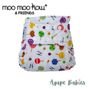 Moo Moo Kow Bamboo Cloth Diaper One Size Snap - Lollipop