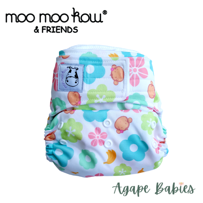 Moo Moo Kow Cloth Diaper One Size Aplix - Mooky Flower