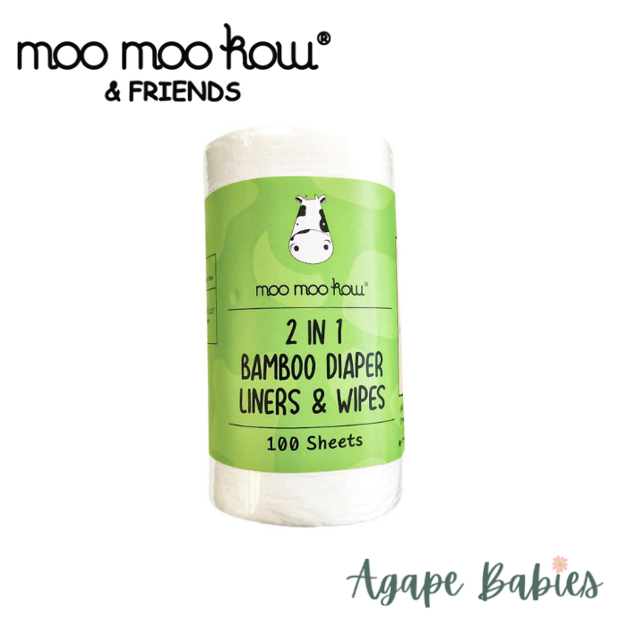 Moo Moo Kow 2-in-1 Bamboo Liner & Wipes - 100 Sheets