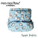 Moo Moo Kow Bamboo Cloth Diaper One Size Snap - Milk Cartons