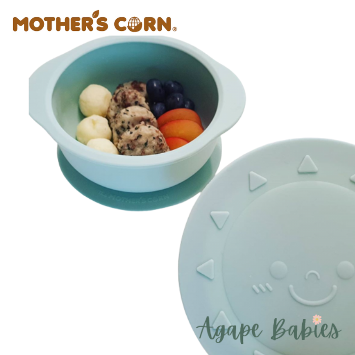 Mother's Corn Sunny Silicone Suction Bowl with Lid - Mint