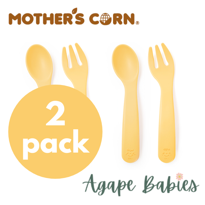[2-Pack] Mother's Corn Self Training Spoon & Fork Set