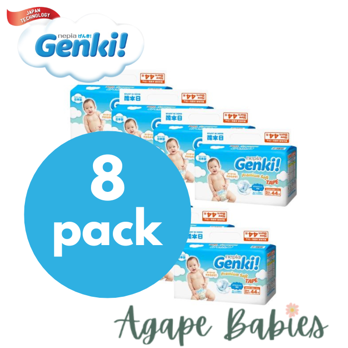 Nepia Genki Premium Soft Tape (8 Packs/Cartoon) - NB44 -FOC Showa Baby Wipes 99.5% Water 80s x 3packs
