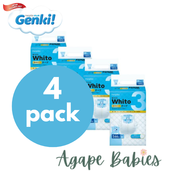 Nepia Whito Tape (4 Packs/Cartoon) S66 3H - FOC Showa Baby Wipes 99.5% Water 80s x 3packs
