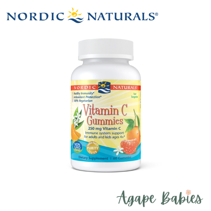 Nordic Naturals Vitamin C Gummies 250 mg - Tart Tangerine, 60 gums.