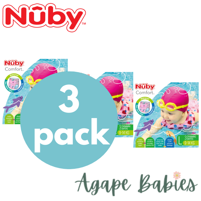 Nuby Pack of 3 Printed Swimming Nappies Large - Girl