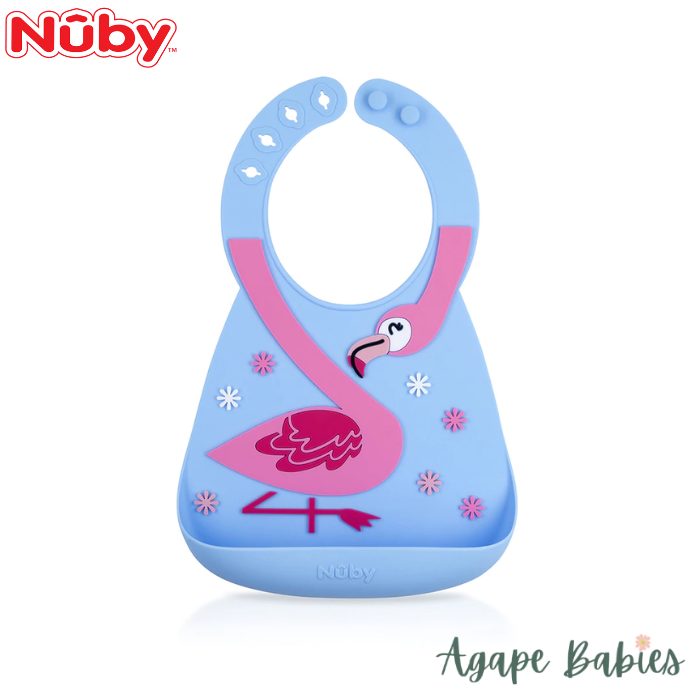 Nuby Fun 3D Silicon Bib - Flamingo