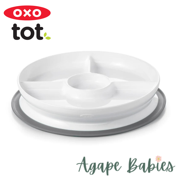 OXO Tot Stick & Stay Suction Divided Plate - Grey