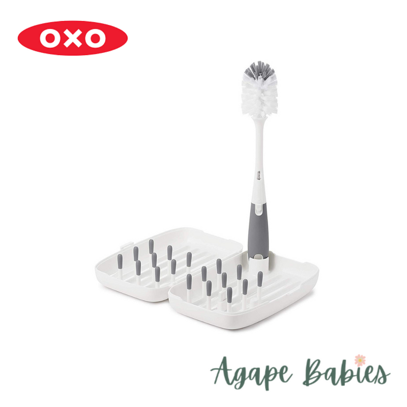 OXO Tot On-The-Go Drying Rack & Bottle Brush - Gray