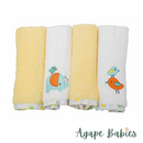 OWEN 4pc Terry Washcloth Set - 100% Cotton - 7 Designs!