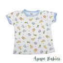 Owen T-Shirt w/ 2 Snaps at Collar - Blue Animals 0-12m