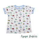 Owen T-Shirt w/ 2 Snaps At Collar - Blue Cars 0-12m