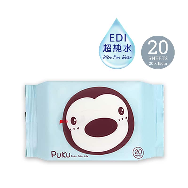 Puku EDI Purified Water Baby Wipes (20s X 24 pack)