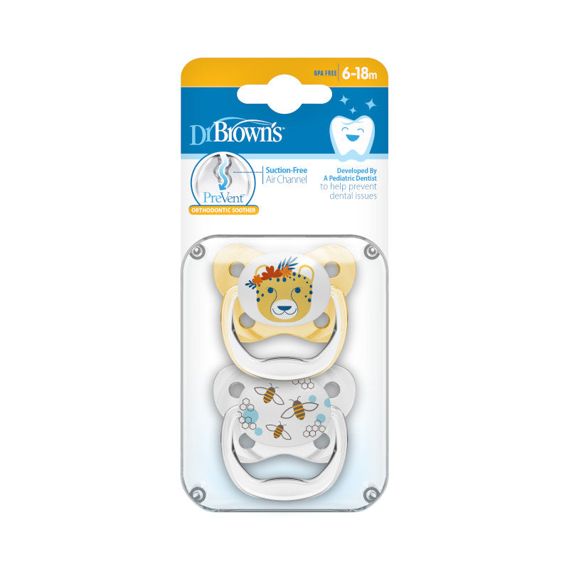[Bundle Of 2] Dr. Brown’s Prevent Butterfly Shield Pacifier - Stage 2 * 6-12m - Pink, 2-Pack