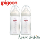 Pigeon SofTouch™ Peristaltic PLUS PP Bottle, Twin Pack Wide Neck Nursing Bottle 240ml/8oz (M Teat) 3m+