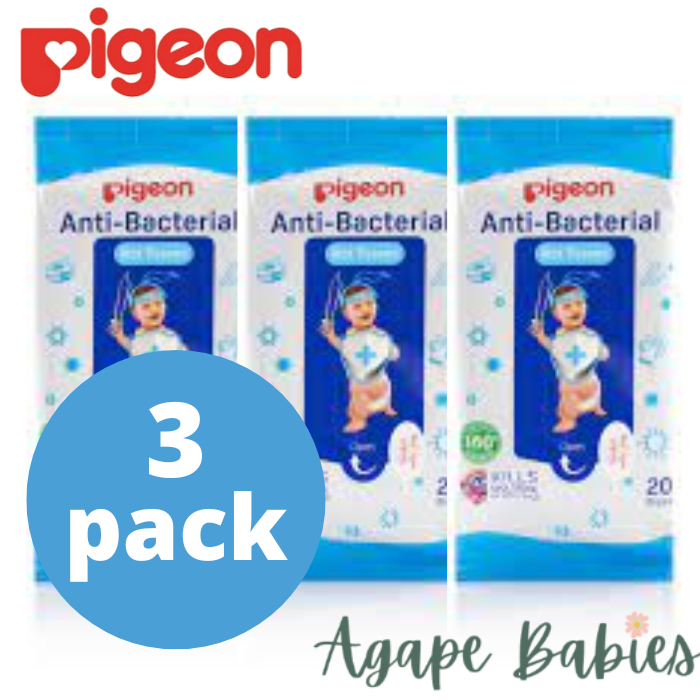 [3-Pack] Pigeon Anti-Bacterial Wet Tissue 20s (Travel Size)