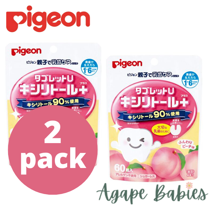 [2-Pack] Pigeon Dental Care Tablet Peach (60Pcs) - Exp: 11/22