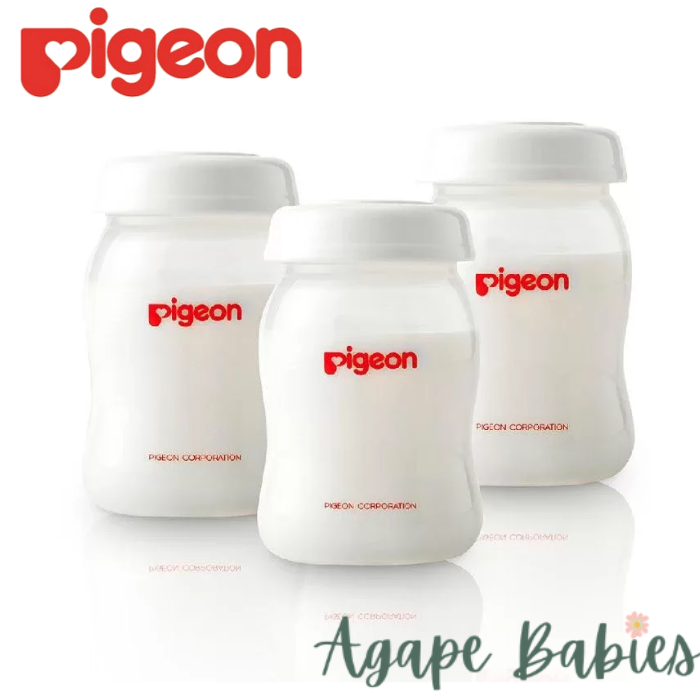 Pigeon Peristaltic Plus Storage WN PP Bottle 160ML With Sealing Disk 3Pcs/Set Wide Neck (White)