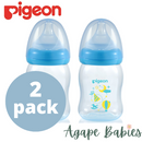 [2-Pack] Pigeon Softouch Peristaltic Plus Clear PP Bottle 160ML - Blue