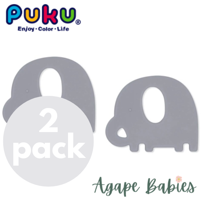 [2-Pack] Puku Baby GaGa Teether - Grey Elephant