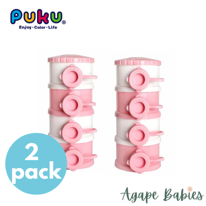 [2-Pack] Puku Milk Powder Container (4-Tiers) - Pink