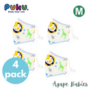 [Bundle Of 4] Puku Gauze Cotton Mouth Mask (M) - Blue