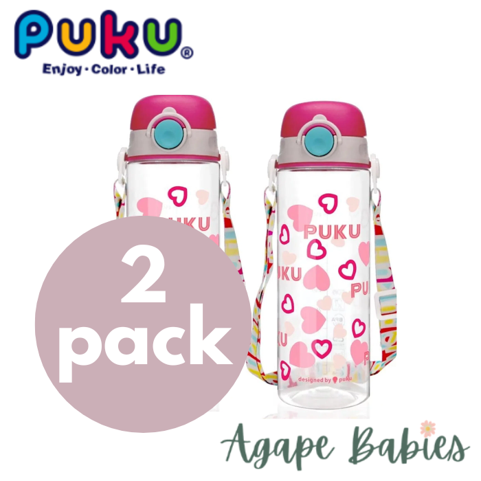 [2-Pack] Puku Tritan Sprout Bottle 500ml - Pink