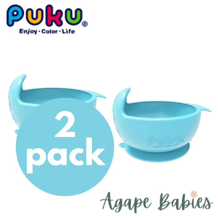 [2-Pack] Puku Silicone Suction Bowl - Sky Blue