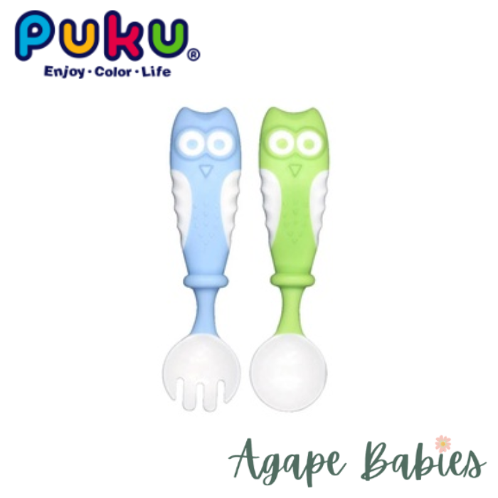 [2-Pack] PUKU Spoon and Fork Set - Blue/Green