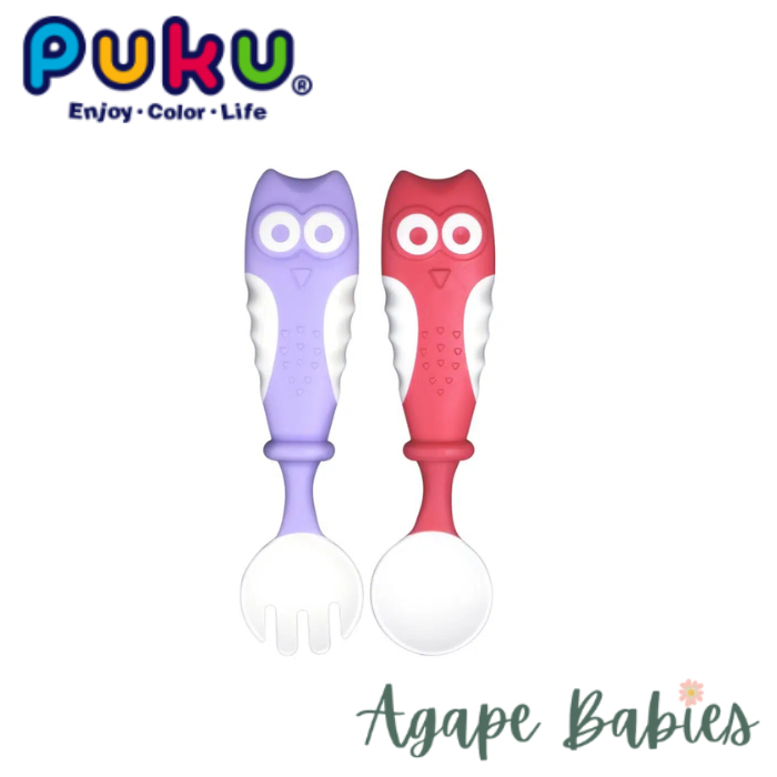 [2-Pack] PUKU Spoon and Fork Set - Red/Purple