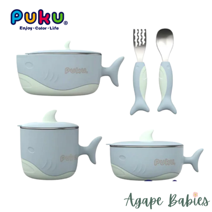 Puku Shark 5pcs Tableware Set - Blue