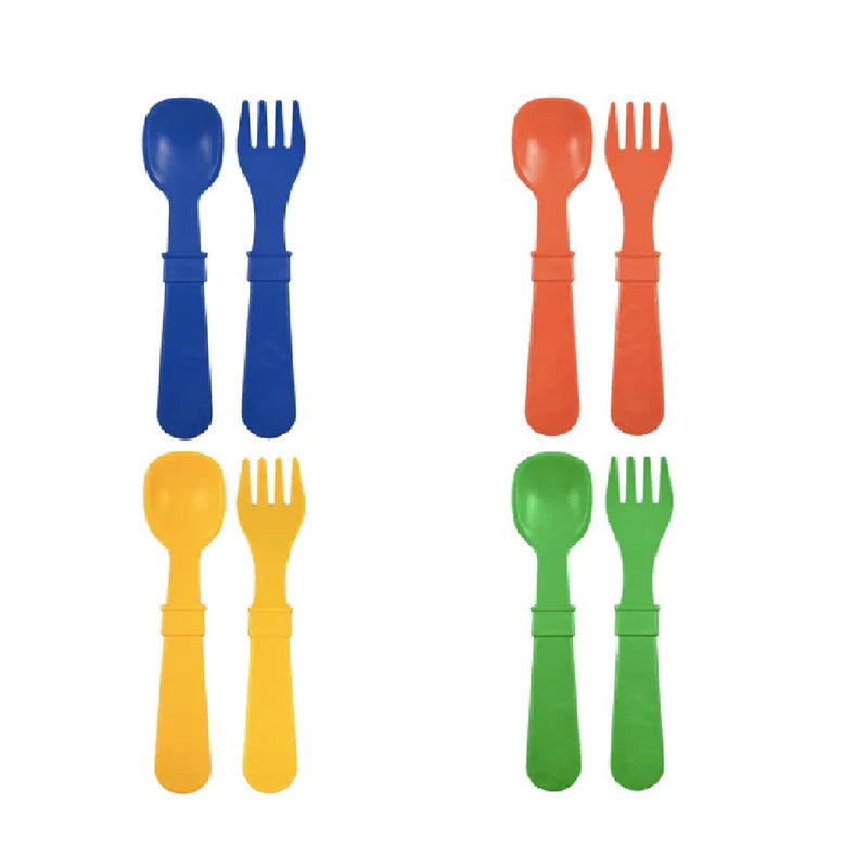 [Made in USA] Re-Play Utensils 4 sets Forks & Spoons - Primary
