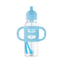 [2-Pack] Dr. Brown’s 8oz/250ml PP Narrow Sippy Straw Bottle w/ Silicone Handles - Blue