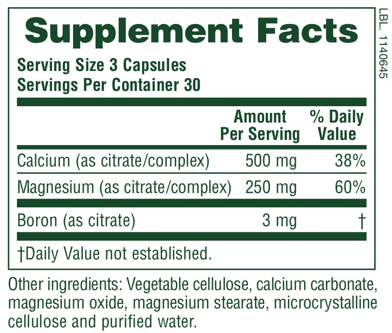 Nature's Plus Calcium/Magnesium Citrate 500/250 mg, 90 caps.