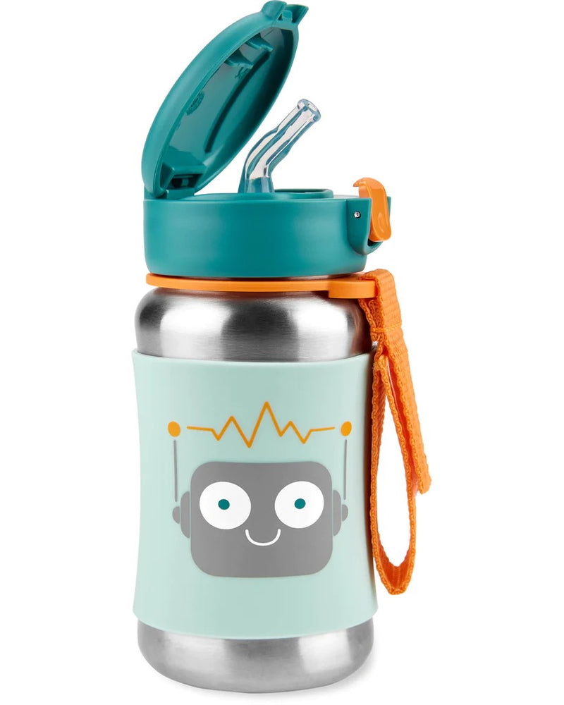 Skip Hop Spark Style Stainless Steel Straw Bottle - Robot