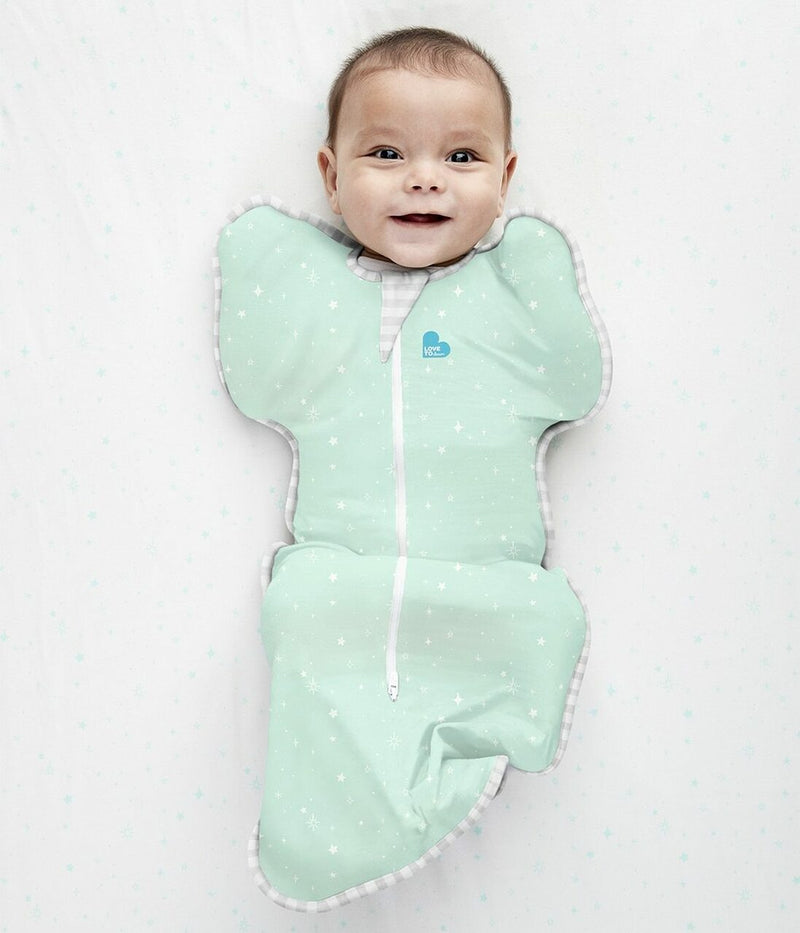Love To Dream Swaddle UP Lite 0.2 tog Mint (Stars Design) - 3 Sizes