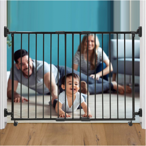 Lucky Baby Smart System SG-86 Extendable Gate On Wheel Without Step Over Bar - Black