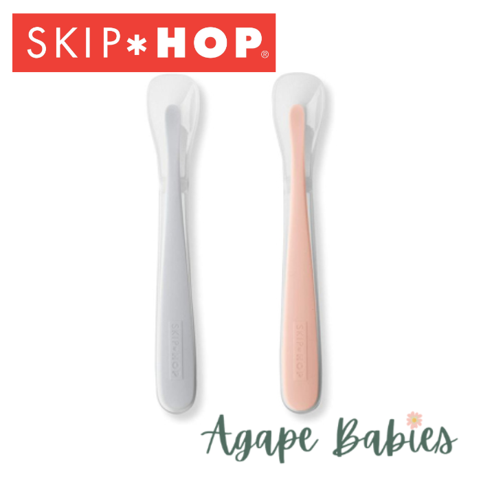 Skip Hop Feeding Spoons (2pcs) -Grey/Soft Coral