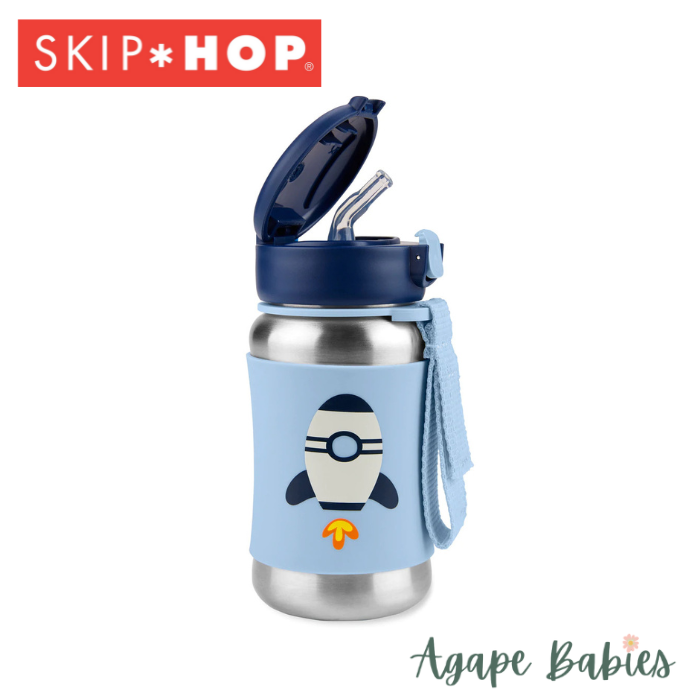 Skip Hop Spark Style Stainless Steel Straw Bottle - Rocket