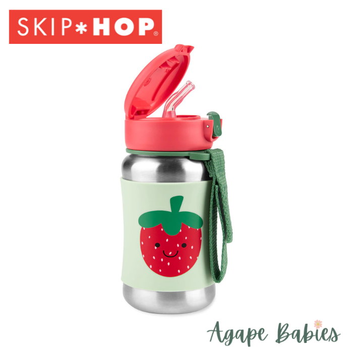 Skip Hop Spark Style Stainless Steel Straw Bottle - Strawberry